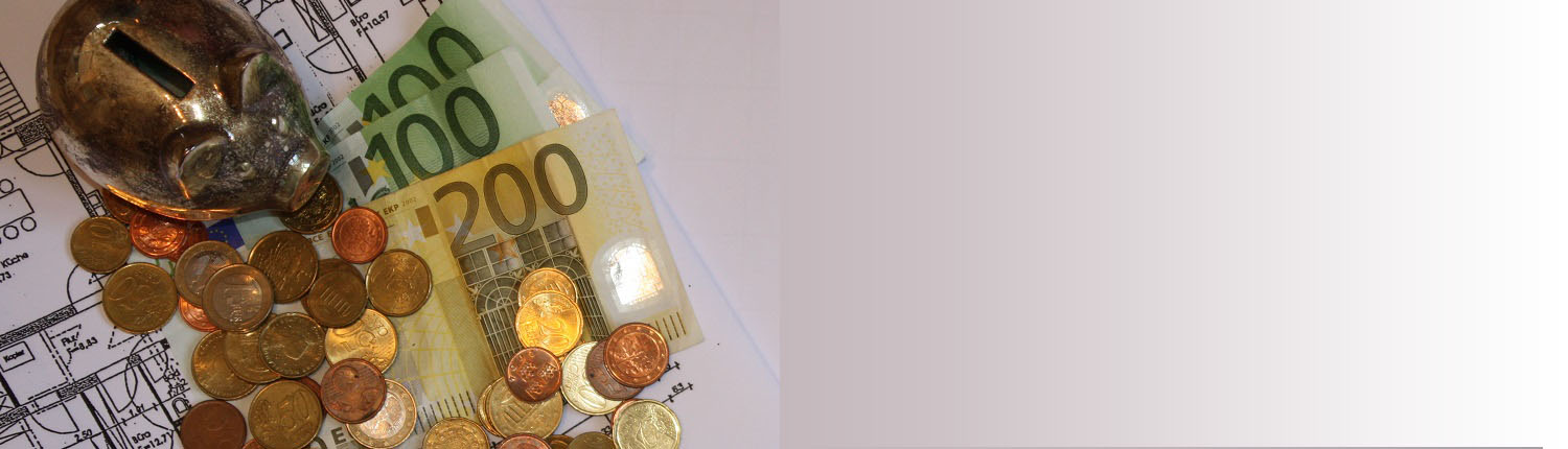 Geld, Kosten, Sparschwein, Kleingeld, Münzen, Scheine, Bauplan