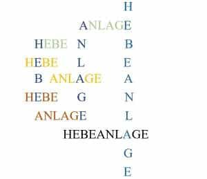 Hebeanlage, Buchstaben, Wörter, Anordnung, Schrift, Schriftart, Schriftgröße