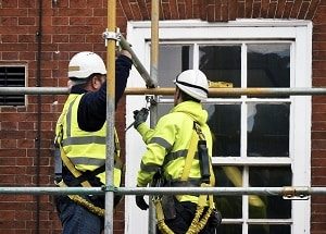 Gerüst, Haus, Handwerker, Arbeiter, Bau