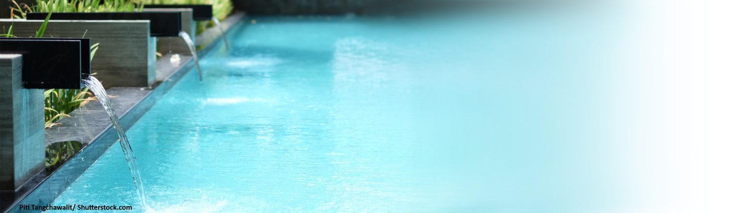 Becken, schwimmen, Garten, Wasserfall
